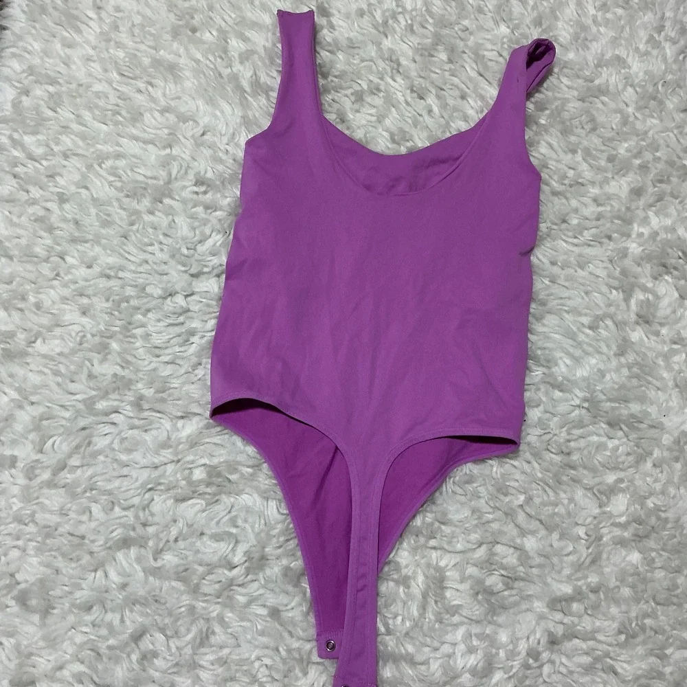 Free People Intimately Bodysuit Purple Scoop Neck Thong Snap XS/S Sleeveless Top